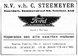 Advertentie van de Ford garage Steemeyer uit 1923
